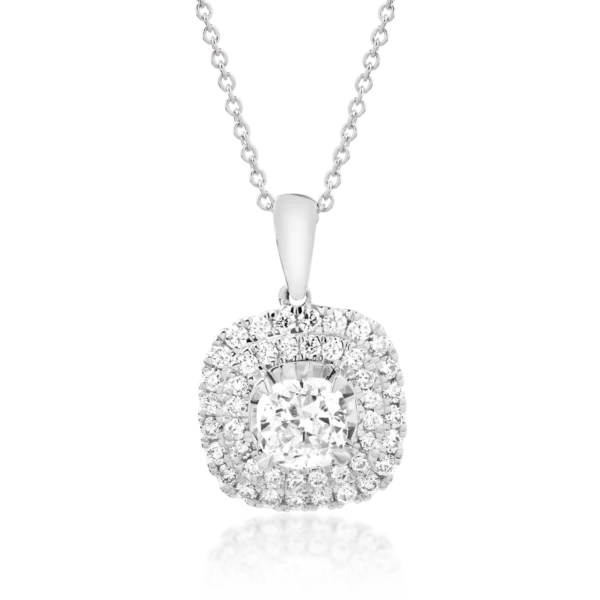 Lant cu pandantiv din aur alb cu diamant de 0.2ct si diamante de 0.11ct