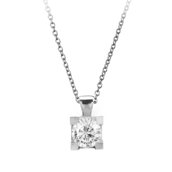 Lant cu pandantiv din aur alb cu diamant de 0.39ct