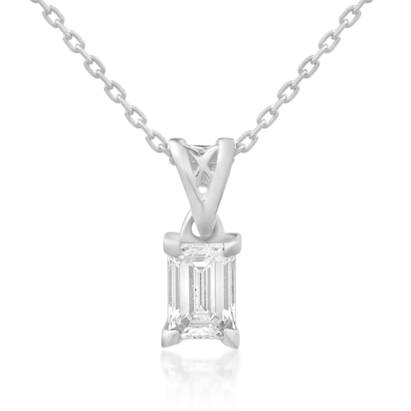 Lant cu pandantiv din aur alb cu diamant emerald de 0.3ct