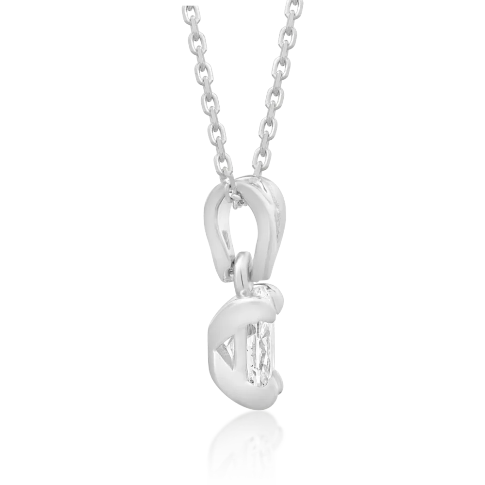 Lant cu pandantiv din aur alb cu diamant oval de 0.3ct - imagine 3