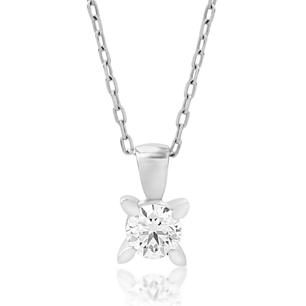 Lant cu pandantiv din aur alb cu diamant de 0.3ct