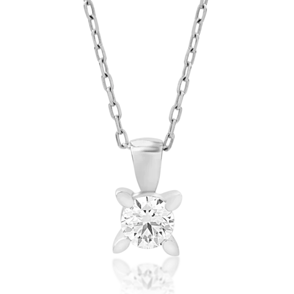 Lant cu pandantiv din aur alb cu diamant de 0.3ct