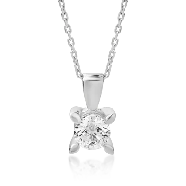 Lant cu pandantiv din aur alb cu diamant de 0.4ct