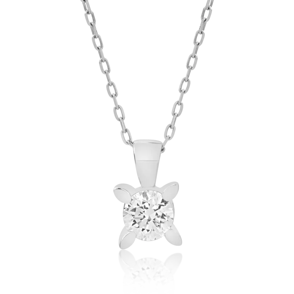 Lant cu pandantiv din aur alb cu diamant de 0.5ct