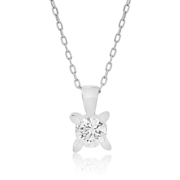 Lant cu pandantiv din aur alb cu diamant de 0.5ct