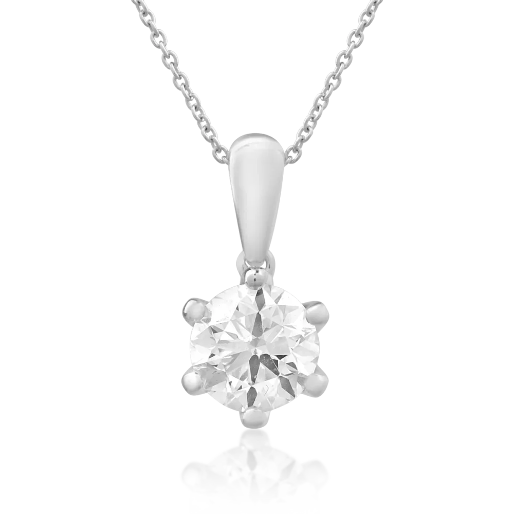 Lant cu pandantiv din aur alb cu diamant de 1ct