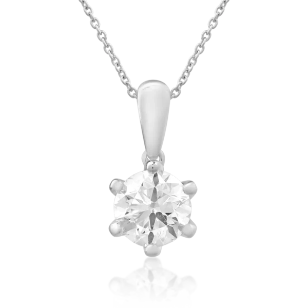 Lant cu pandantiv din aur alb cu diamant de 1ct