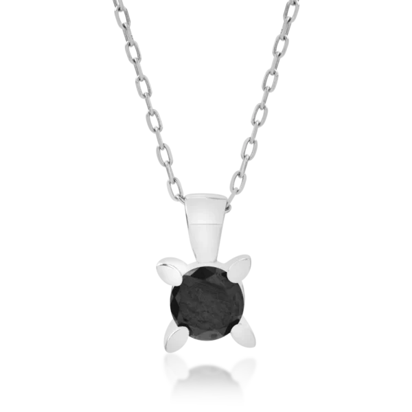 Lant cu pandantiv din aur alb cu diamant negru de 0.4ct