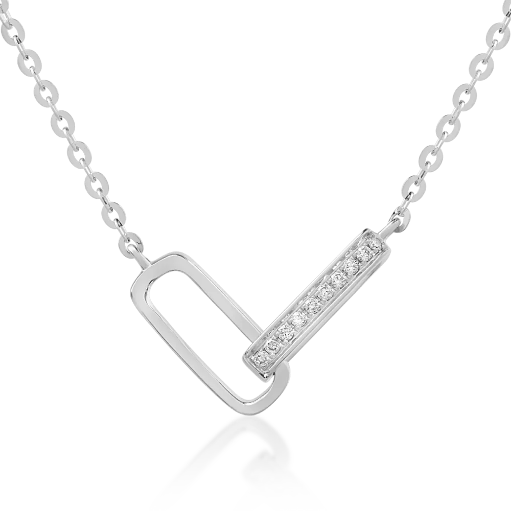 Lant cu pandantiv din aur alb cu diamante de 0.026ct