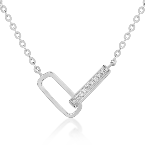 Lant cu pandantiv din aur alb cu diamante de 0.026ct