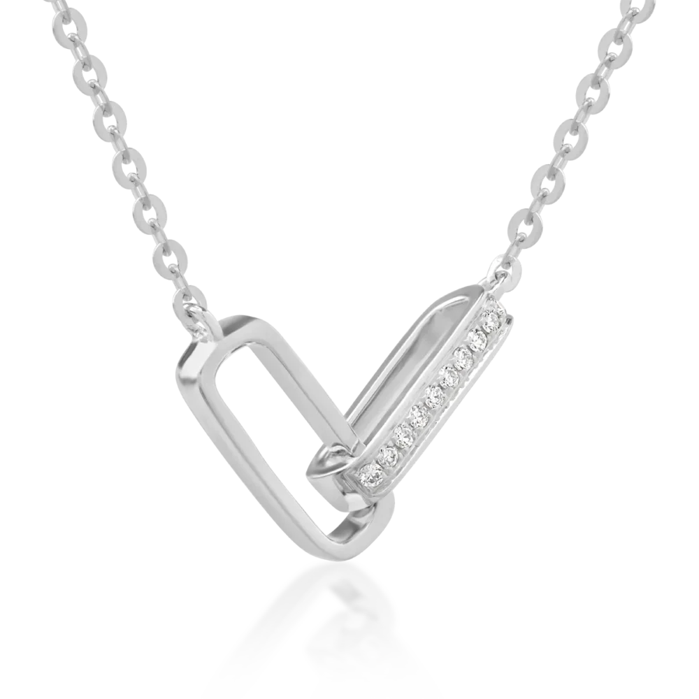 Lant cu pandantiv din aur alb cu diamante de 0.026ct - imagine 2