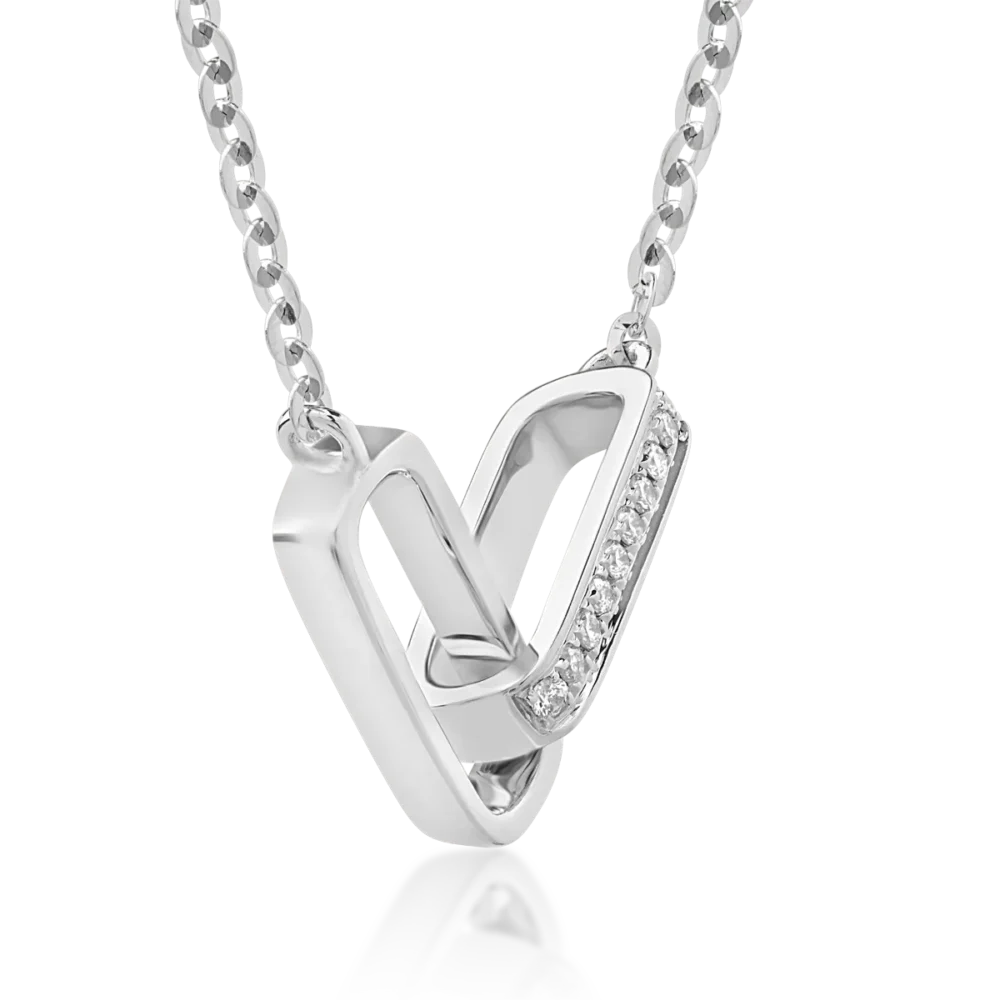 Lant cu pandantiv din aur alb cu diamante de 0.026ct - imagine 3