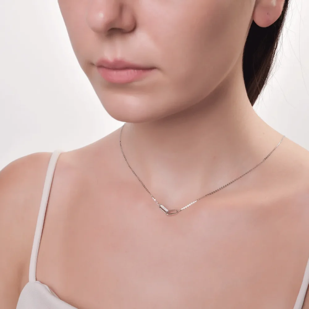 Lant cu pandantiv din aur alb cu diamante de 0.026ct - imagine 4