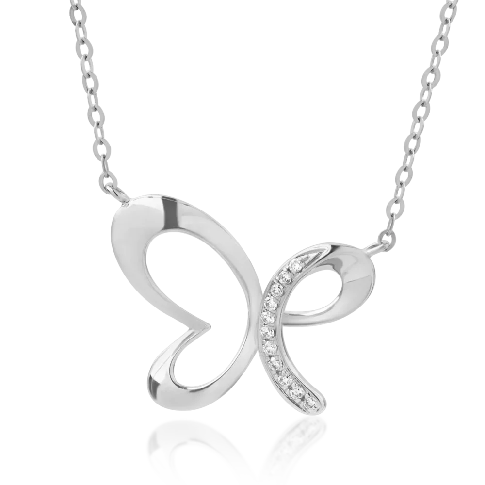 Lant cu pandantiv din aur alb cu diamante de 0.027ct