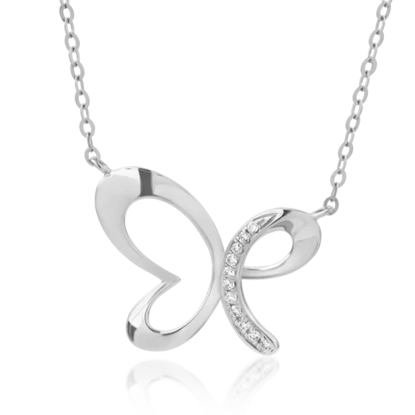 Lant cu pandantiv din aur alb cu diamante de 0.027ct