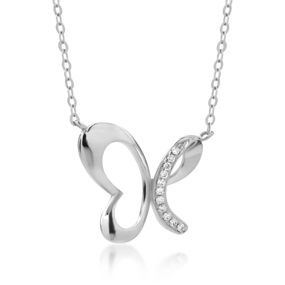 Lant cu pandantiv din aur alb cu diamante de 0.027ct - imagine 2