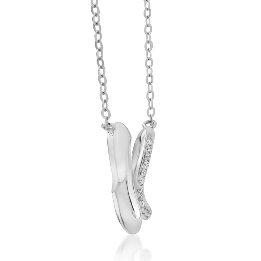 Lant cu pandantiv din aur alb cu diamante de 0.027ct - imagine 3