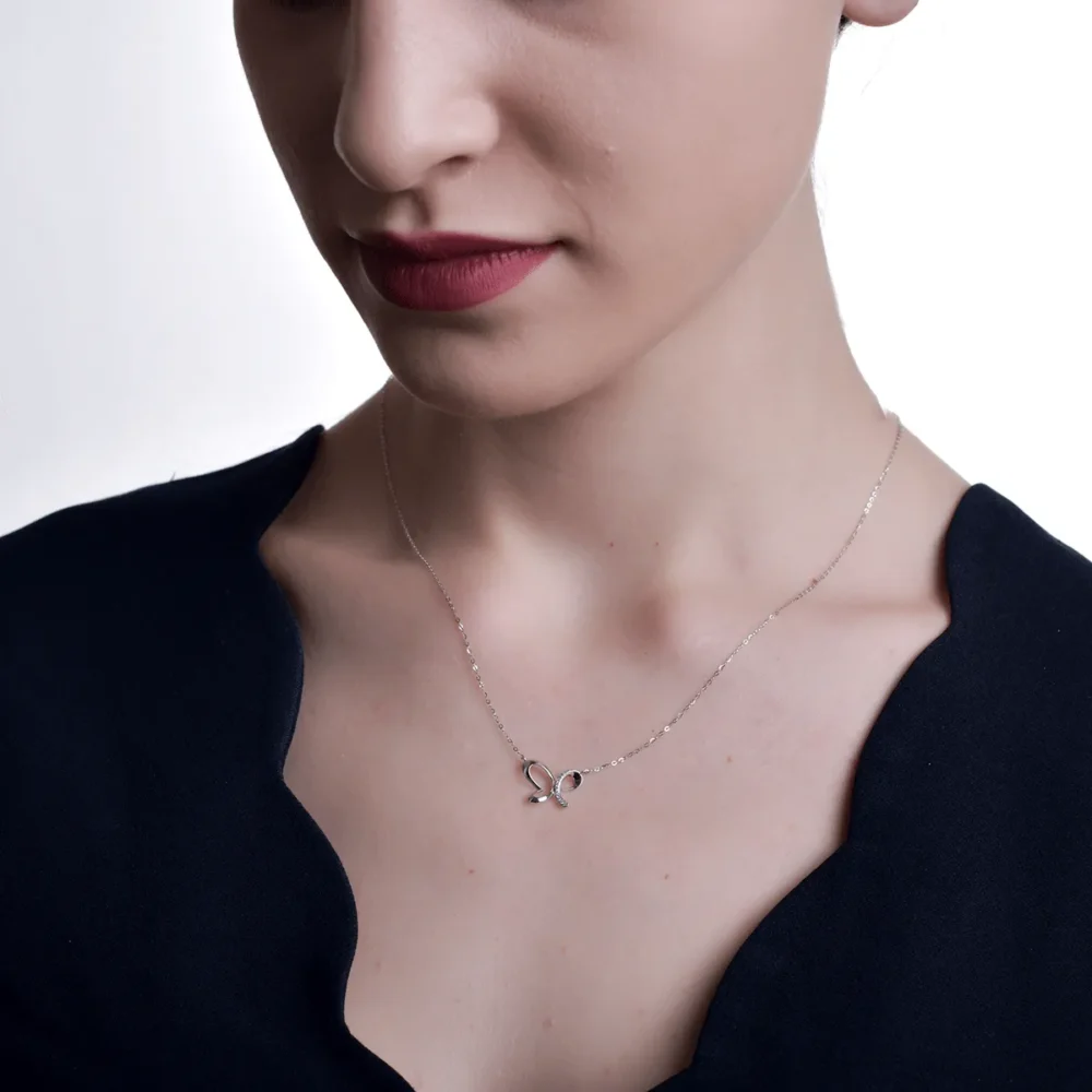 Lant cu pandantiv din aur alb cu diamante de 0.027ct - imagine 4