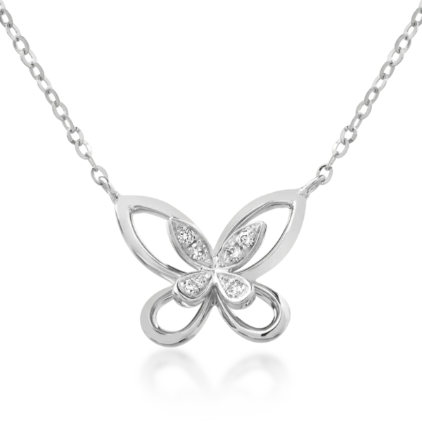 Lant cu pandantiv din aur alb cu diamante de 0.028ct