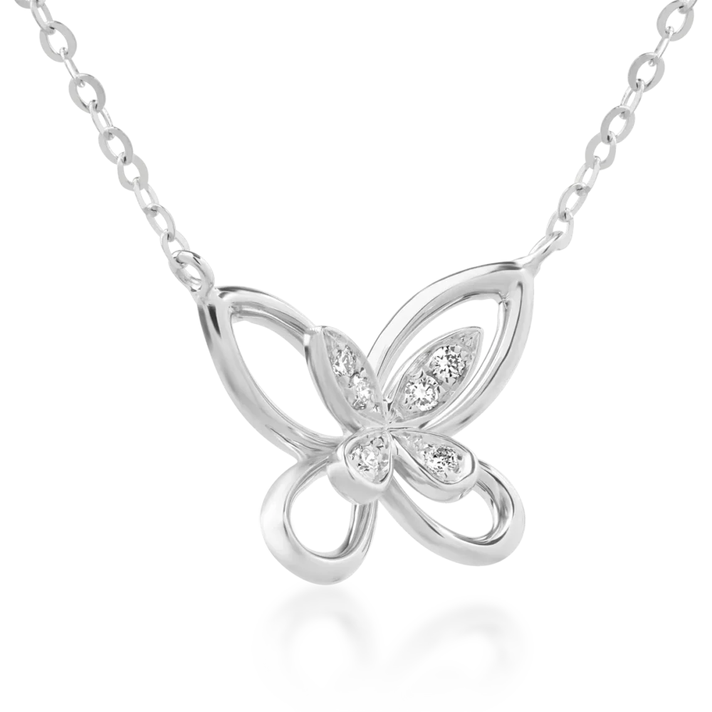 Lant cu pandantiv din aur alb cu diamante de 0.028ct - imagine 2