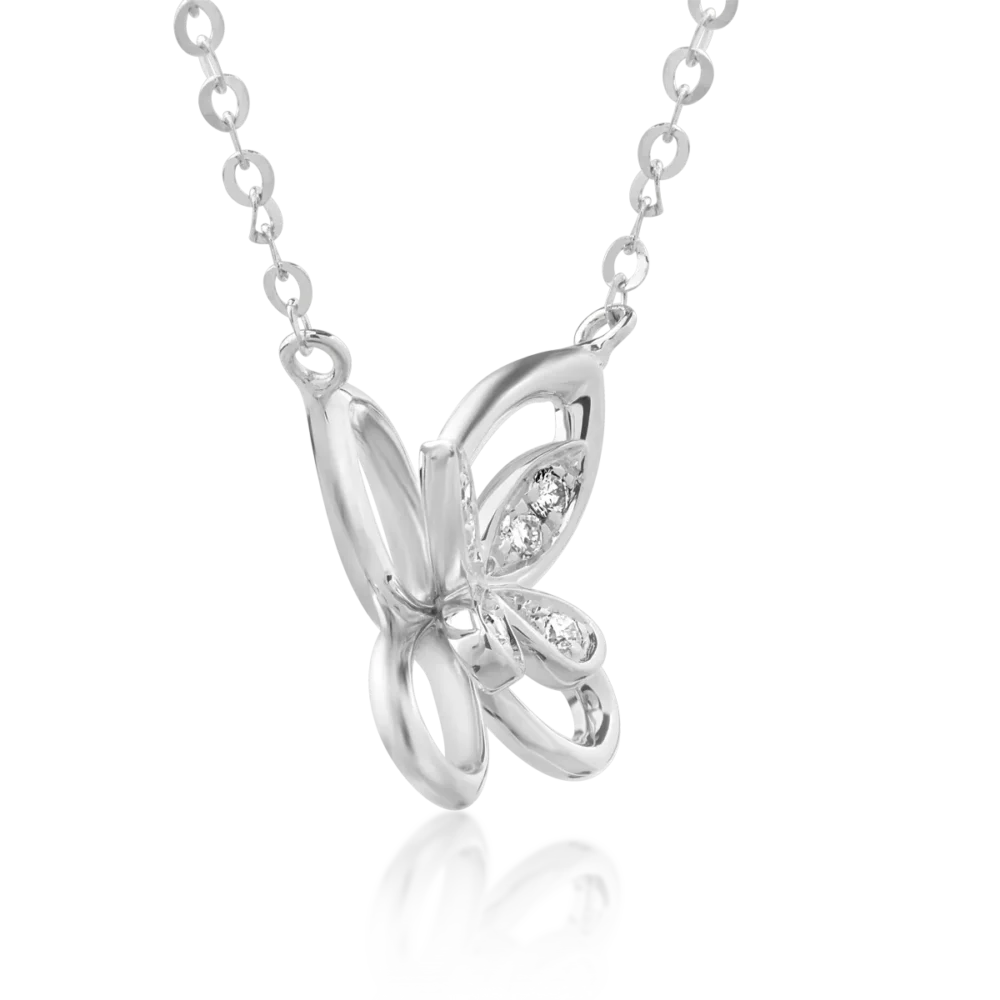 Lant cu pandantiv din aur alb cu diamante de 0.028ct - imagine 3