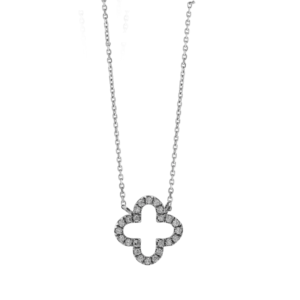 Lant cu pandantiv din aur alb cu diamante de 0.073ct