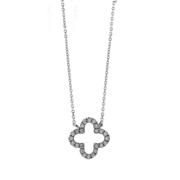 Lant cu pandantiv din aur alb cu diamante de 0.073ct