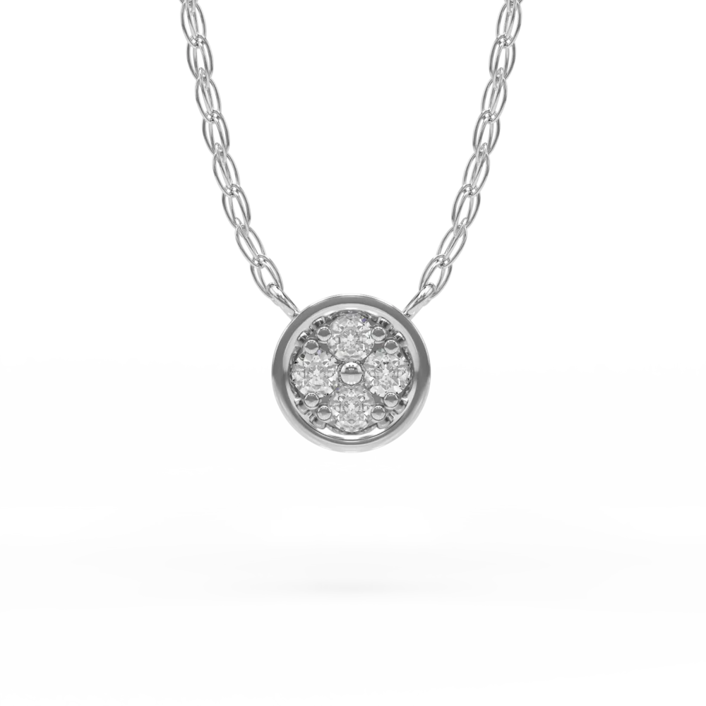 Lant cu pandantiv din aur alb cu diamante de 0.08ct