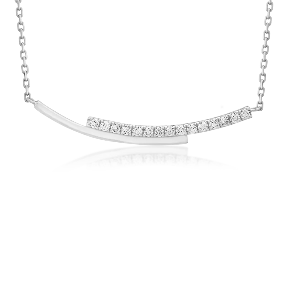 Lant cu pandantiv din aur alb cu diamante de 0.142ct