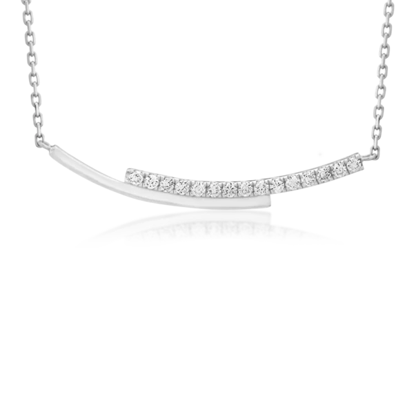 Lant cu pandantiv din aur alb cu diamante de 0.142ct
