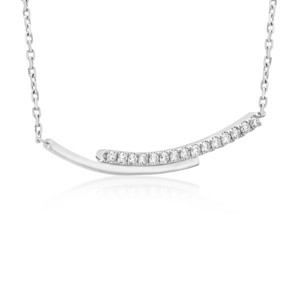 Lant cu pandantiv din aur alb cu diamante de 0.142ct - imagine 2