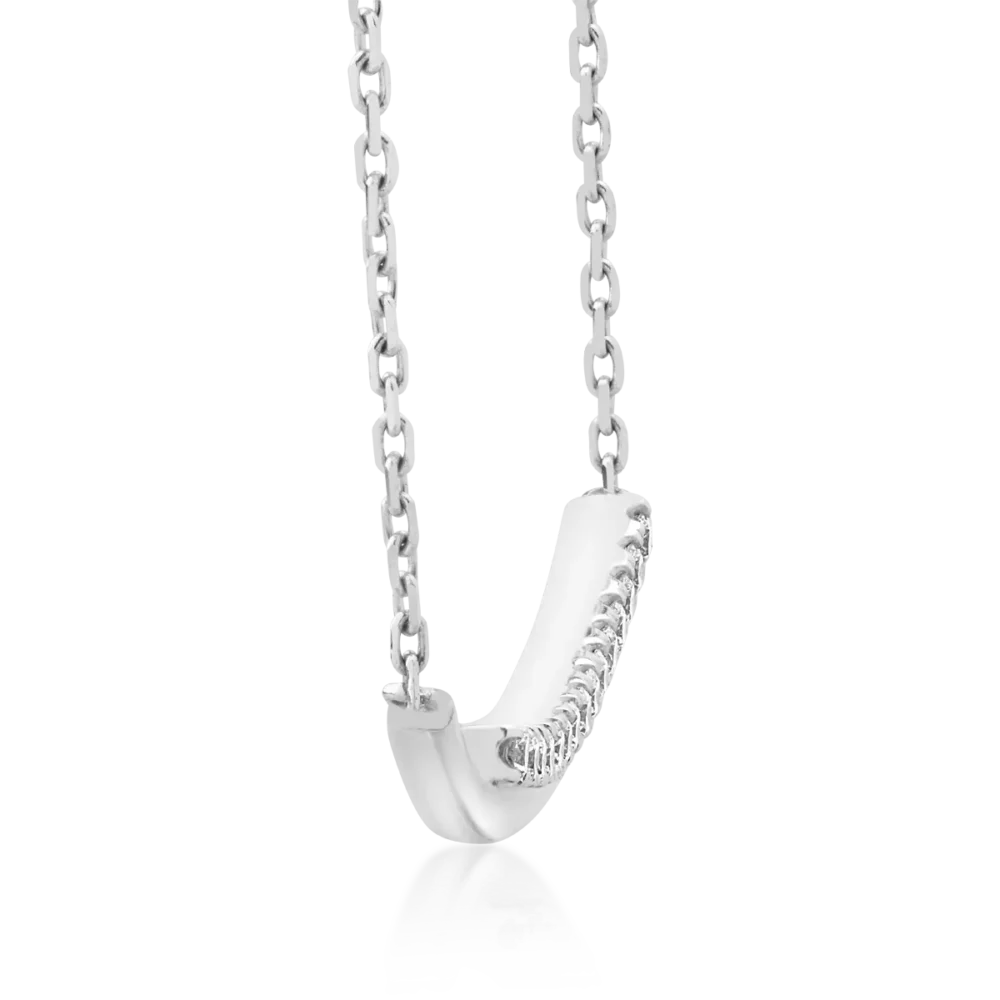 Lant cu pandantiv din aur alb cu diamante de 0.142ct - imagine 3