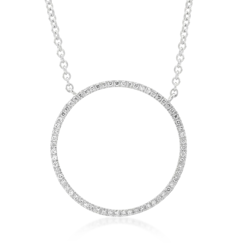 Lant cu pandantiv din aur alb cu diamante de 0.14ct