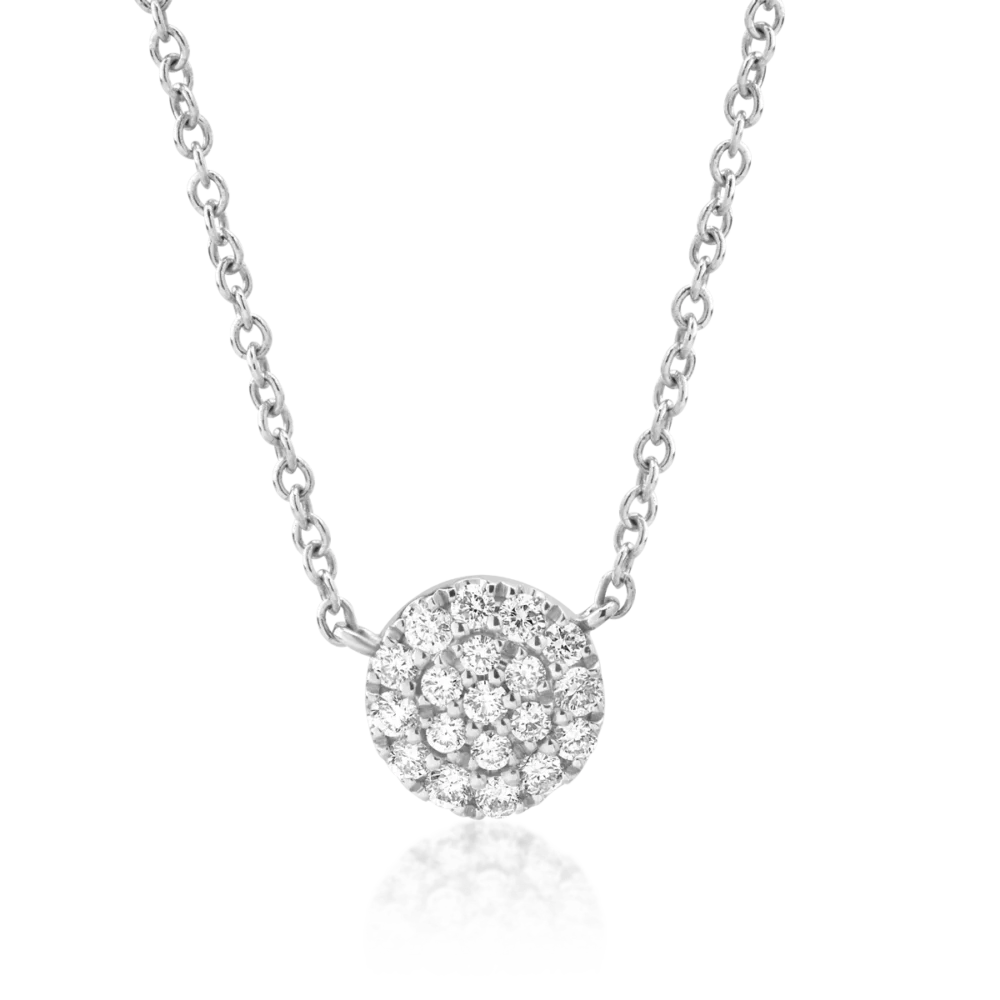 Lant cu pandantiv din aur alb cu diamante de 0.18ct