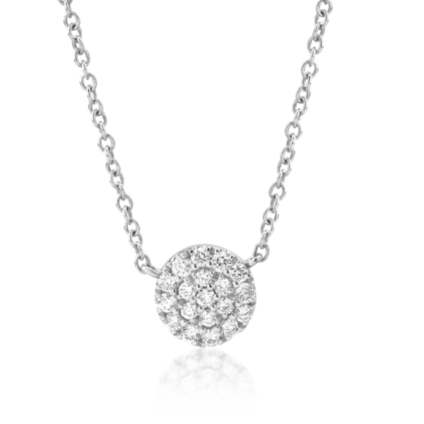 Lant cu pandantiv din aur alb cu diamante de 0.18ct