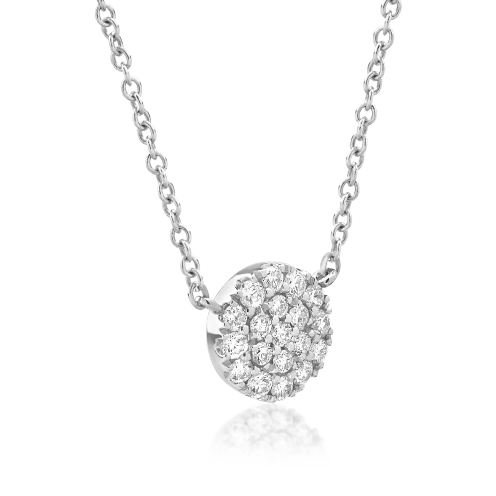 Lant cu pandantiv din aur alb cu diamante de 0.18ct - imagine 2