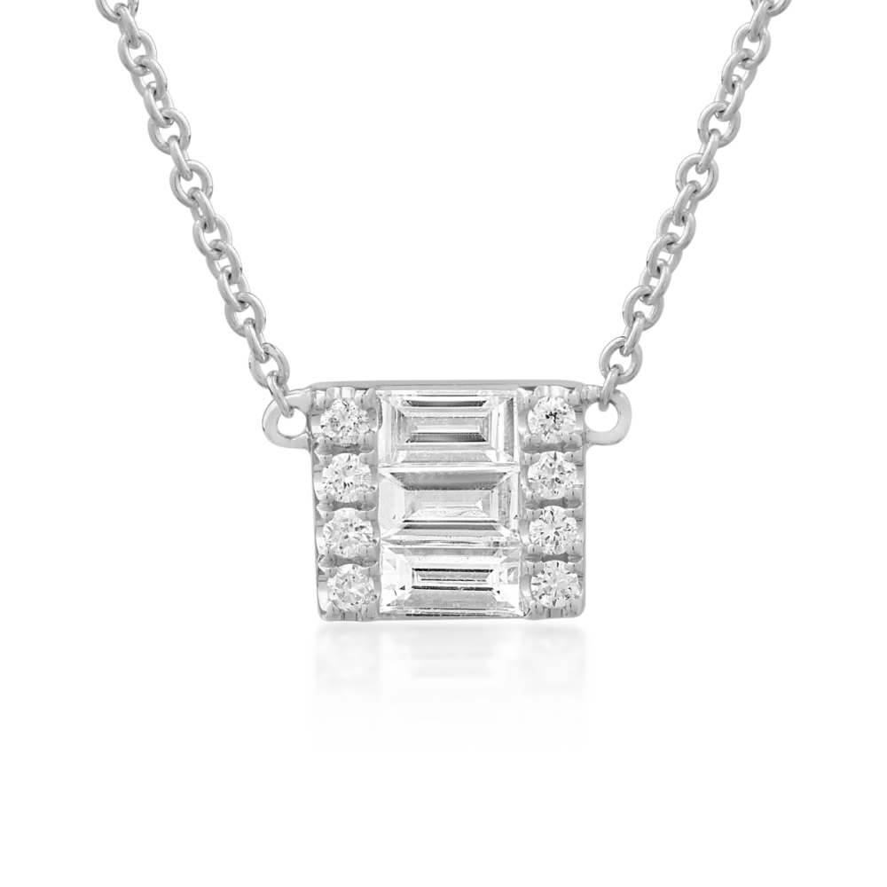 Lant cu pandantiv din aur alb cu diamante de 0.24ct