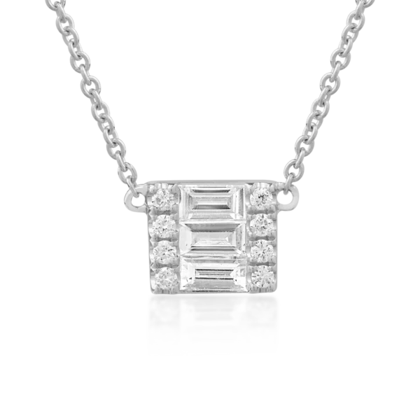 Lant cu pandantiv din aur alb cu diamante de 0.24ct