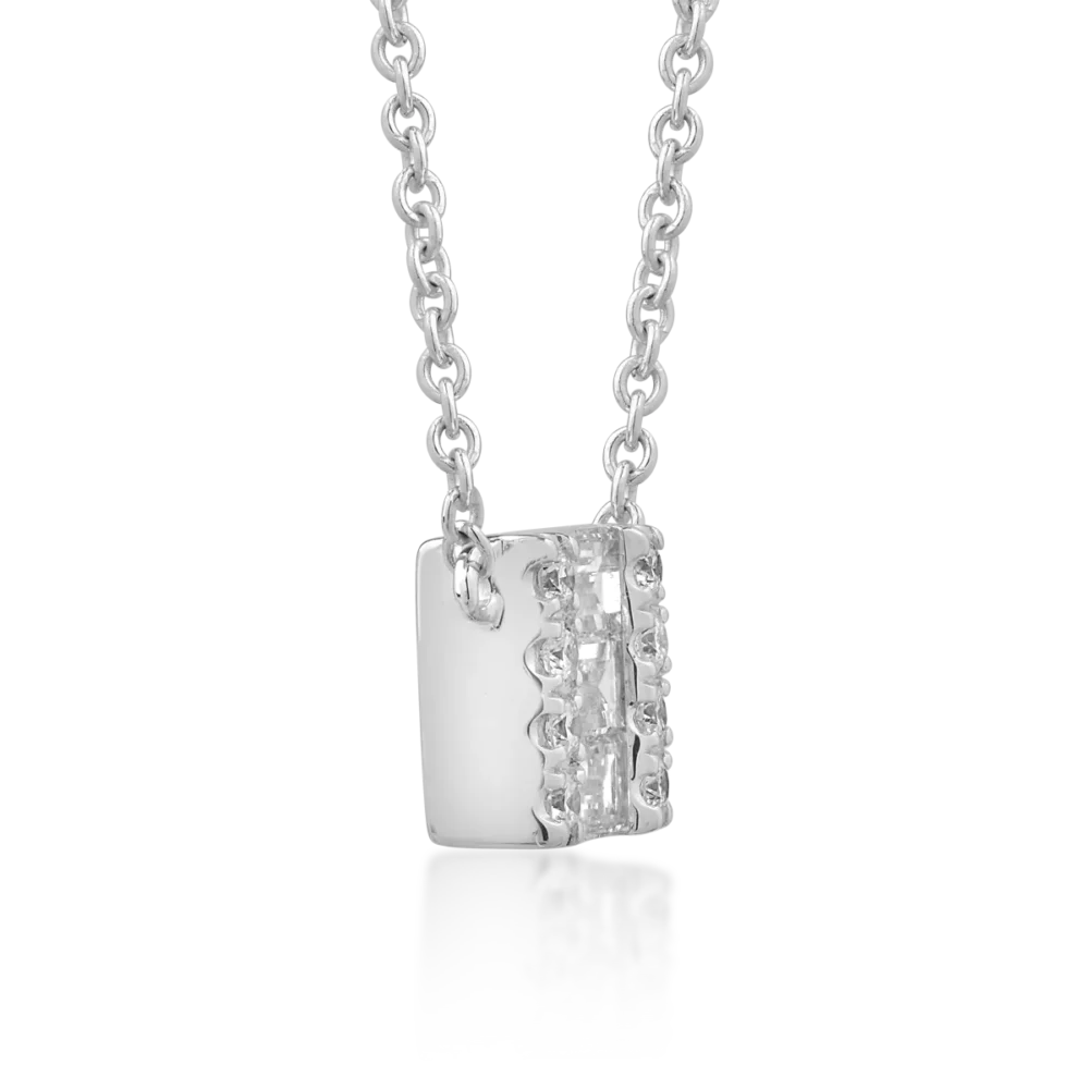 Lant cu pandantiv din aur alb cu diamante de 0.24ct - imagine 3