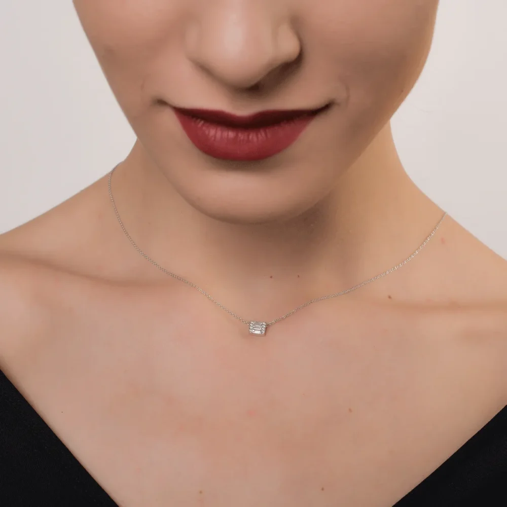 Lant cu pandantiv din aur alb cu diamante de 0.24ct - imagine 4