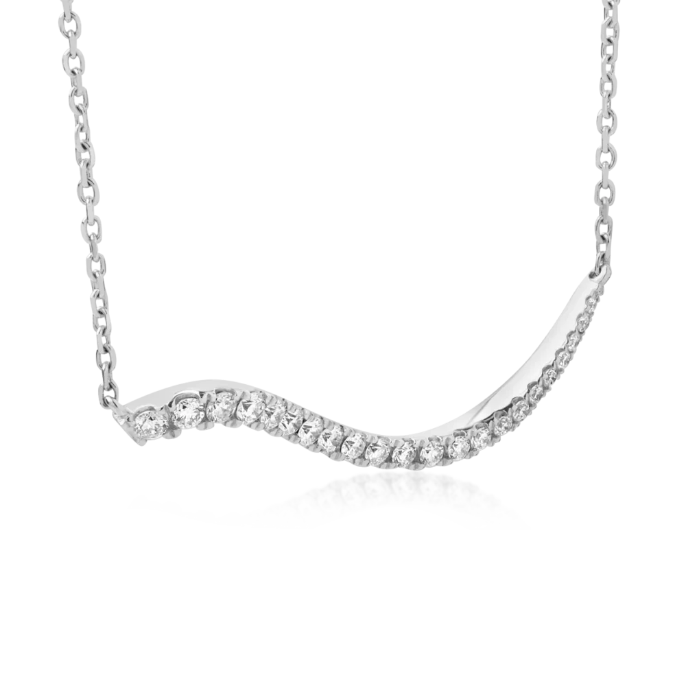 Lant cu pandantiv din aur alb cu diamante de 0.29ct - imagine 2