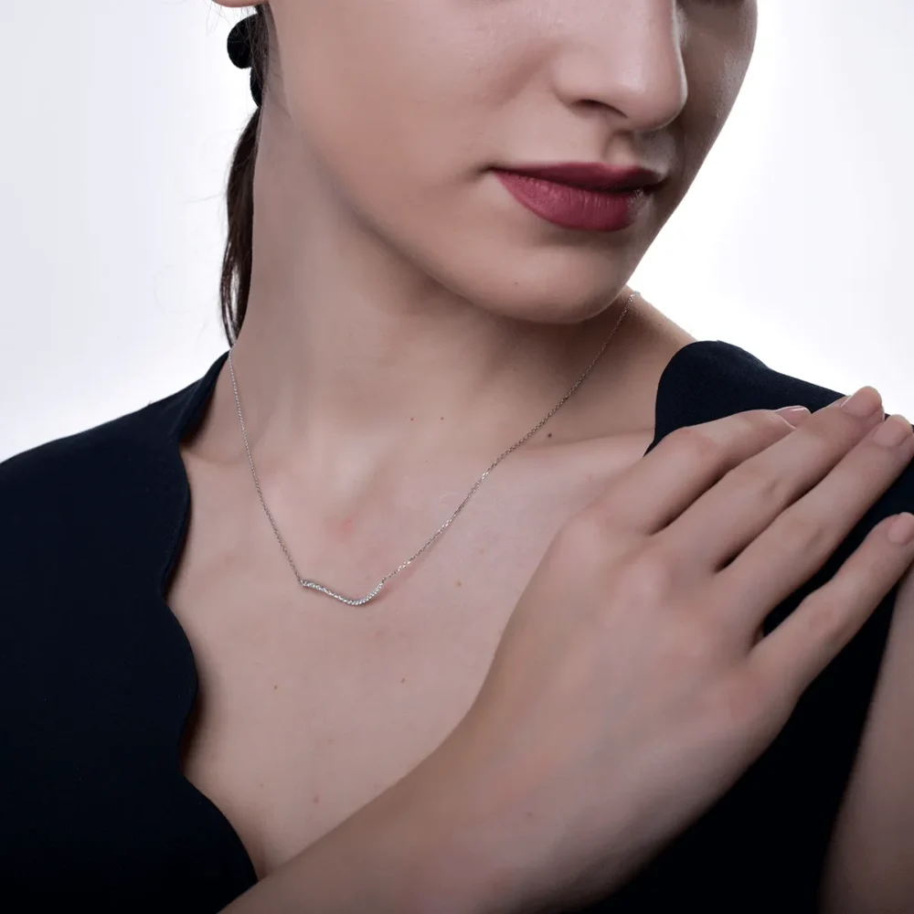 Lant cu pandantiv din aur alb cu diamante de 0.29ct - imagine 3