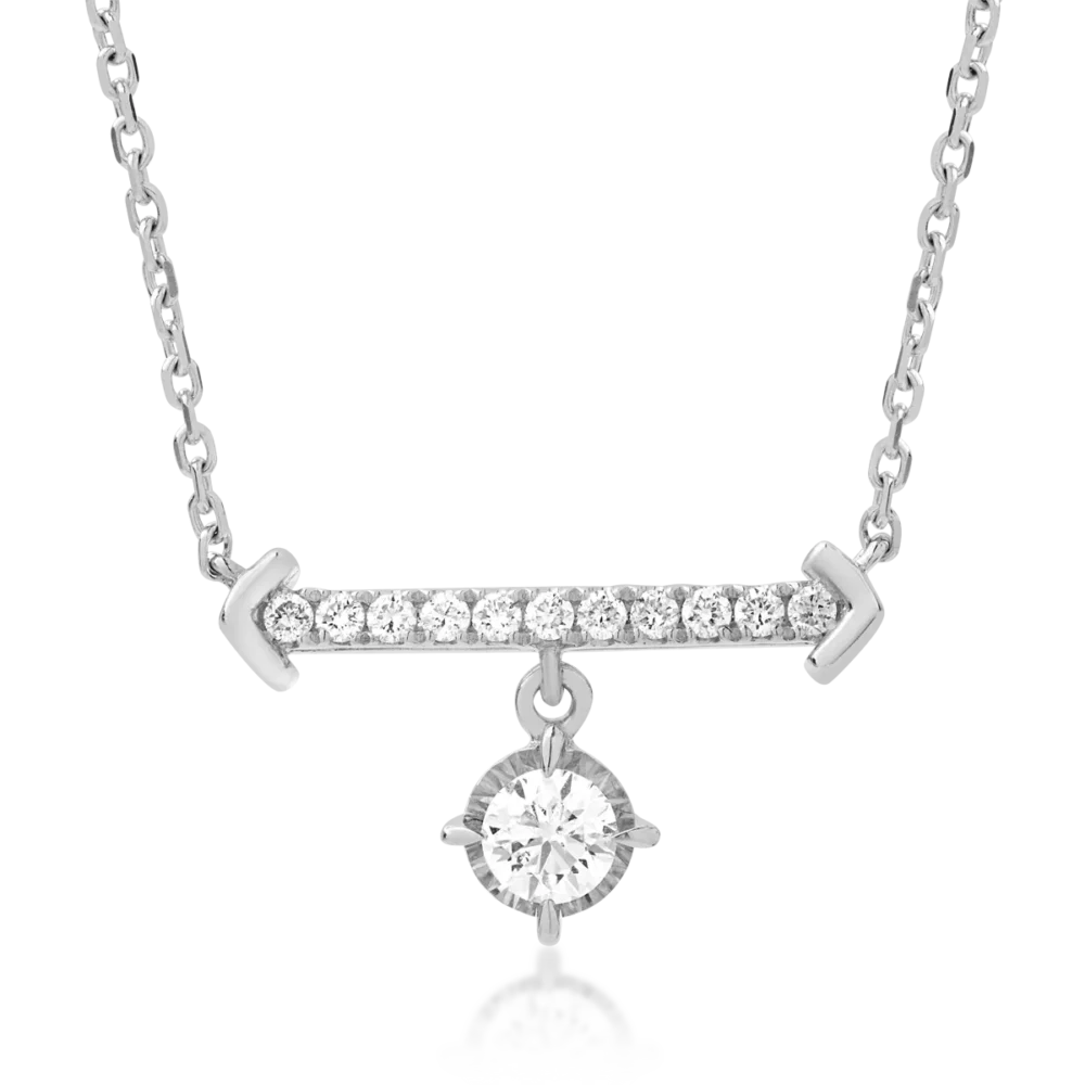 Lant cu pandantiv din aur alb cu diamante de 0.29ct