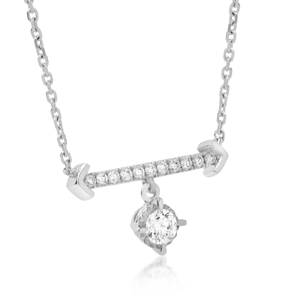 Lant cu pandantiv din aur alb cu diamante de 0.29ct - imagine 2