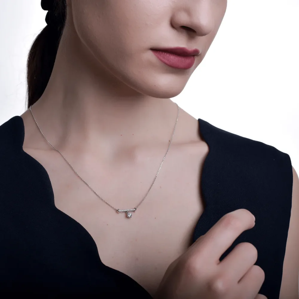 Lant cu pandantiv din aur alb cu diamante de 0.29ct - imagine 4