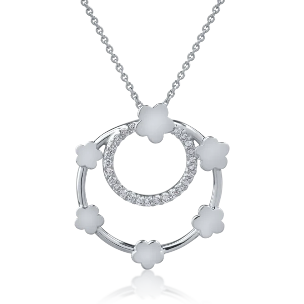 Lant cu pandantiv din aur alb cu diamante de 0.2ct