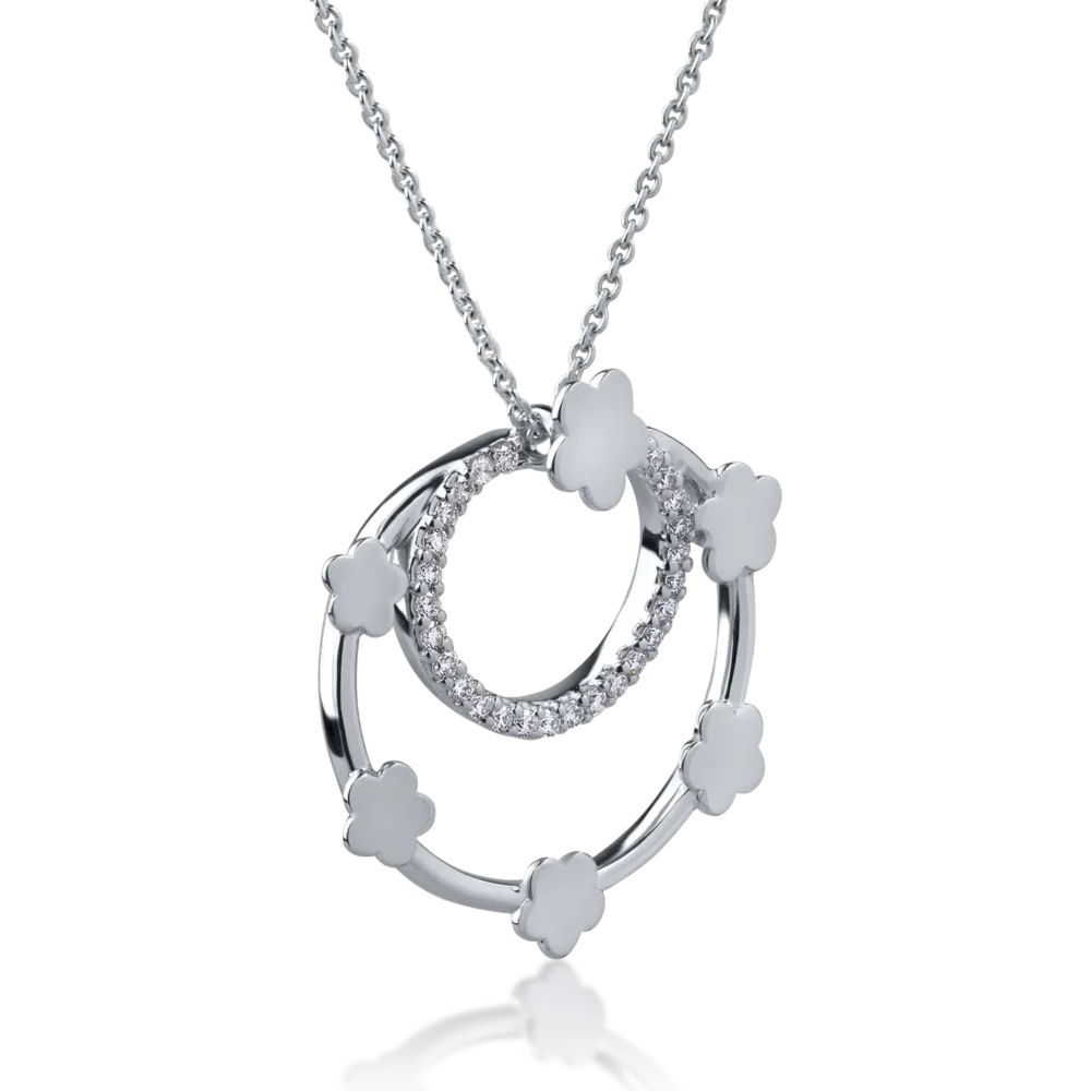 Lant cu pandantiv din aur alb cu diamante de 0.2ct - imagine 2