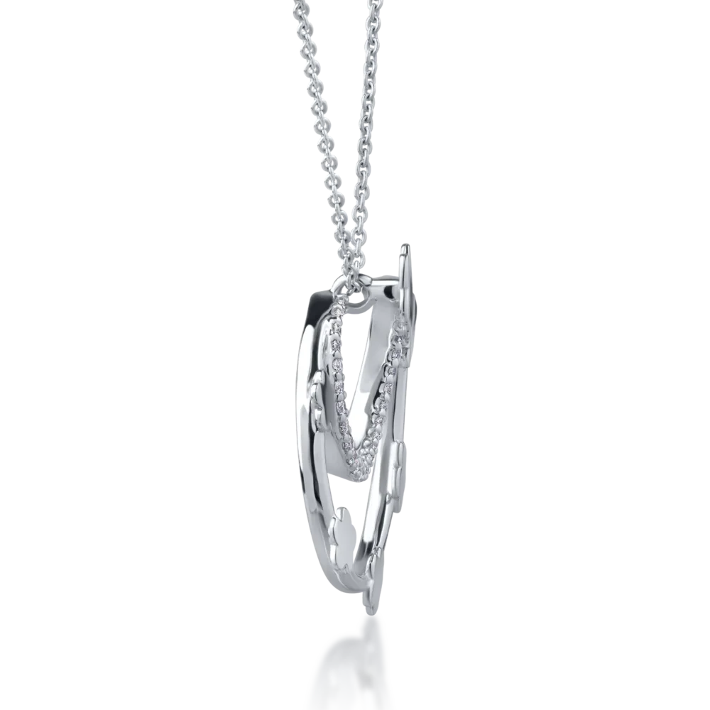 Lant cu pandantiv din aur alb cu diamante de 0.2ct - imagine 3