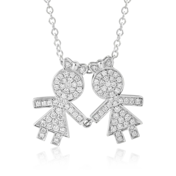 Lant cu pandantiv din aur alb cu diamante de 0.32ct