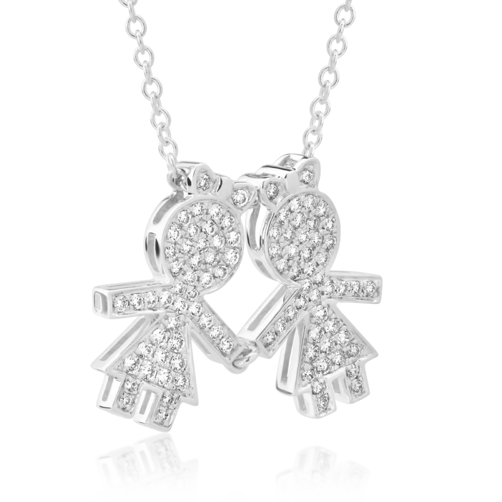 Lant cu pandantiv din aur alb cu diamante de 0.32ct - imagine 2